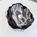Black and Grey Flower Hair Clip, Satin and Lace Shabby Chic Hair Accessories, Simple, Teen Girls