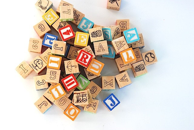 Lot of Wooden Letters, Vintage Wooden Blocks, Gift For Writer, Under 20, KID Toys Wooden, Christmas Blocks, Stocking Stuffer