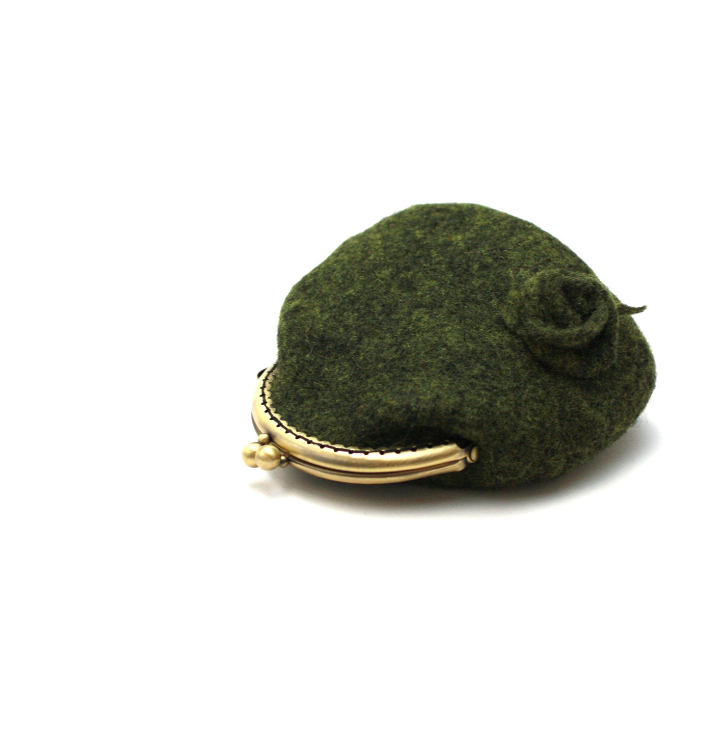 Coin purse - coin pouch - felted wool coin purse - gren black melange - woodland - Mothers day gift