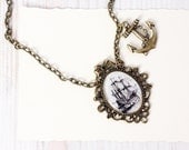 Pirate Ship Necklace - For traveler - Pirate Jewelry - Free Shipping