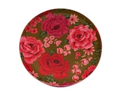 Rose Floral Tray Platter Hipster Kitsch Neon Pink and Red / Vintage 60s 70s