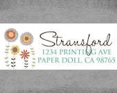 Set of 90 Return Address Labels - Whimsical Flowers