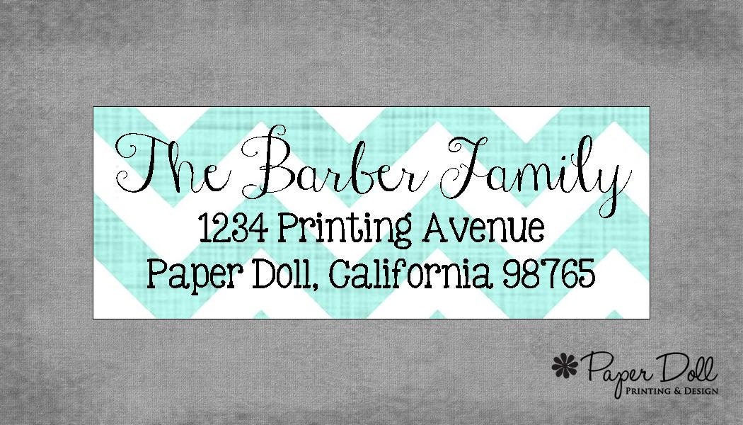 Chevron Return Address Labels - Teal/Blue - Set of 90
