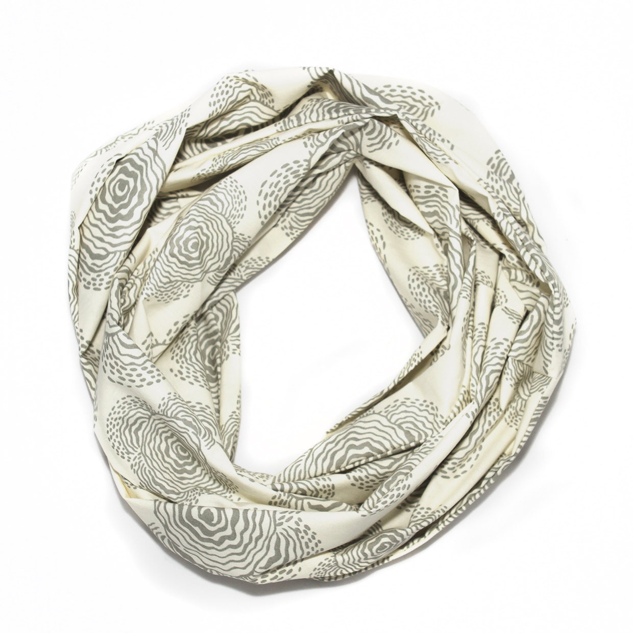 SALE - Gray Floral Infinity Scarf - Amy Butler Floating Buds