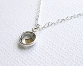 Gray Crystal Sterling Silver Necklace, Tiny Smoky Black Charm - Bridesmaids Set - Delicate Minimal Jewelry - Swarovski