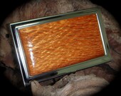 Lace Wood ( Leopard Wood ) Business Card Case Holder /ID - Stainless Steel - A Beauty - FREE Engraving