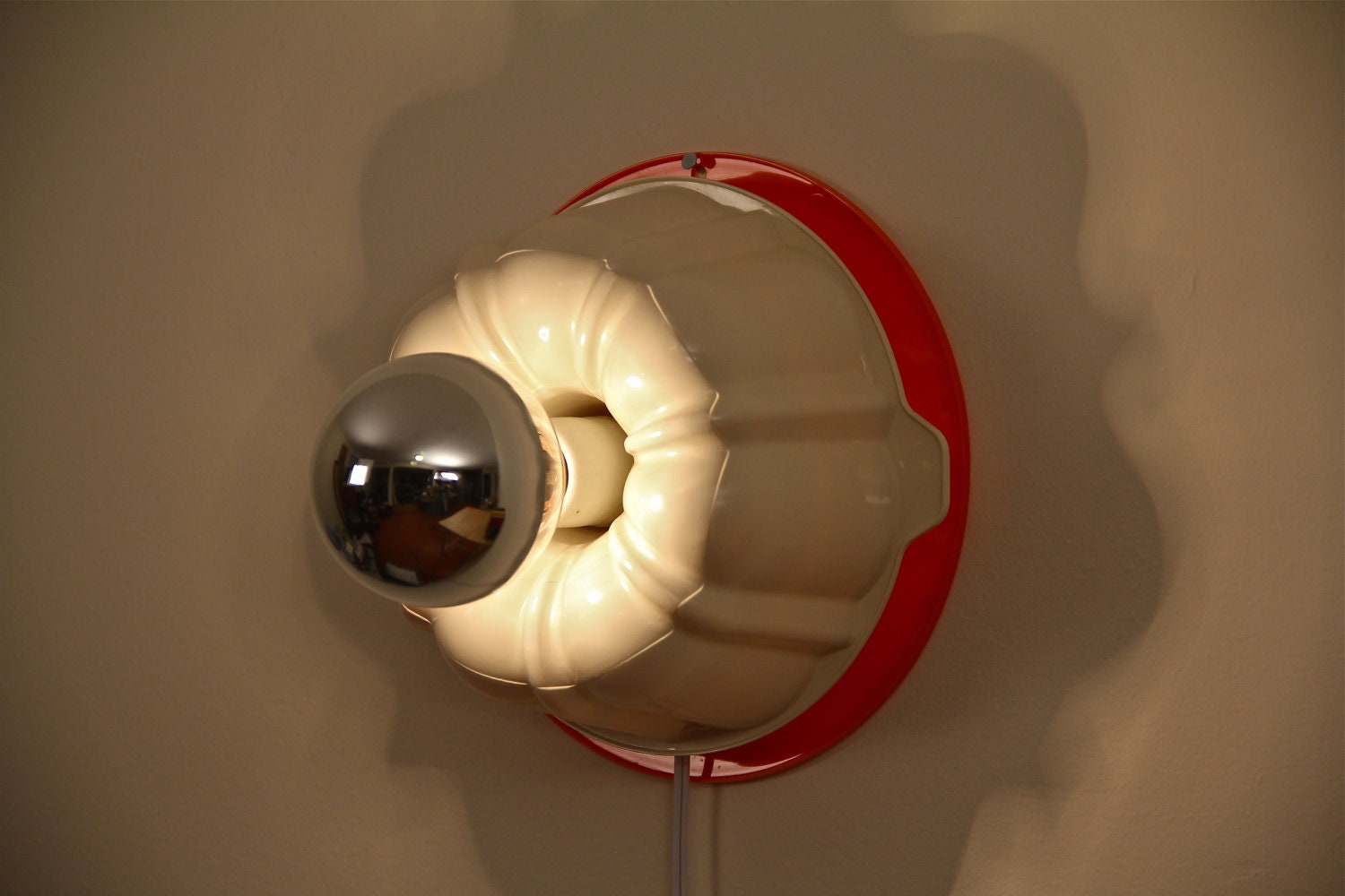 Jello Mold Wall Lamp Vintage Tupperware Upcycled - Silver Coated Bulb