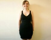 Simple short black wrap dress , black dress , black party dress