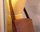 Tobacco Brown Leather Messenger / Laptop Bag Large
