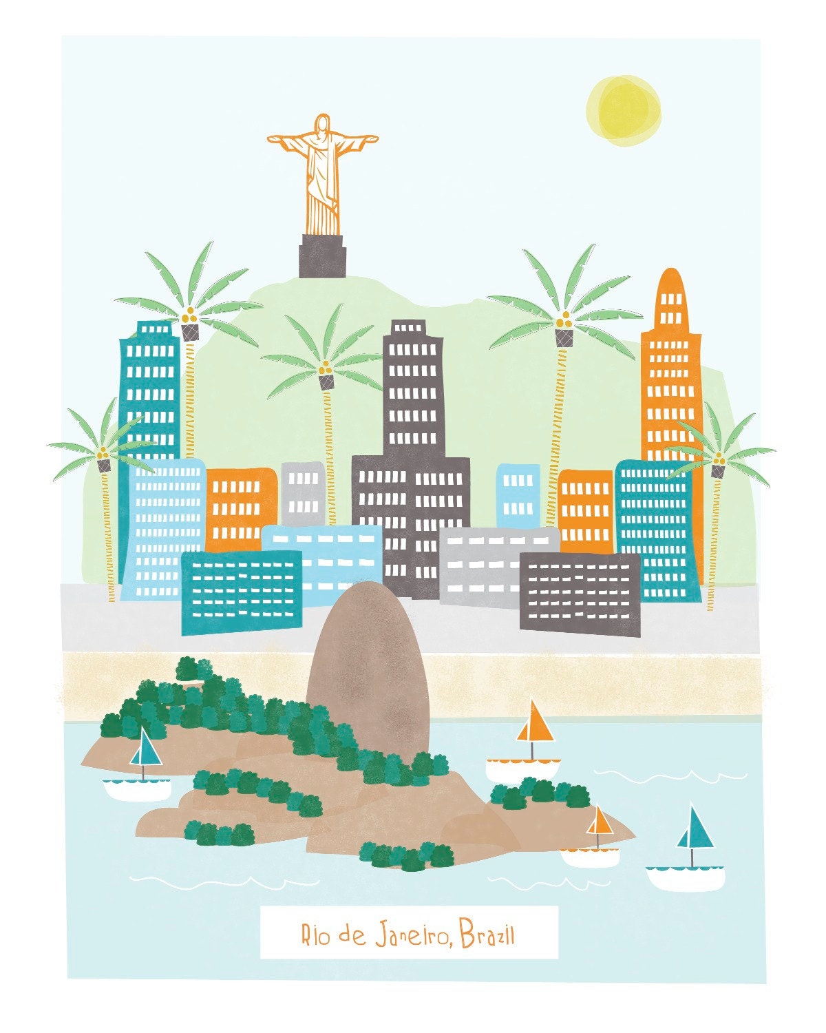 Rio de Janeiro - 11x14 print - city illustration poster wall decor children nursery art