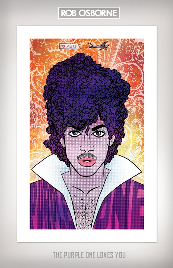 PRINCE Purple One Loves You Pop Music Art Print 11x17 by Rob Osborne