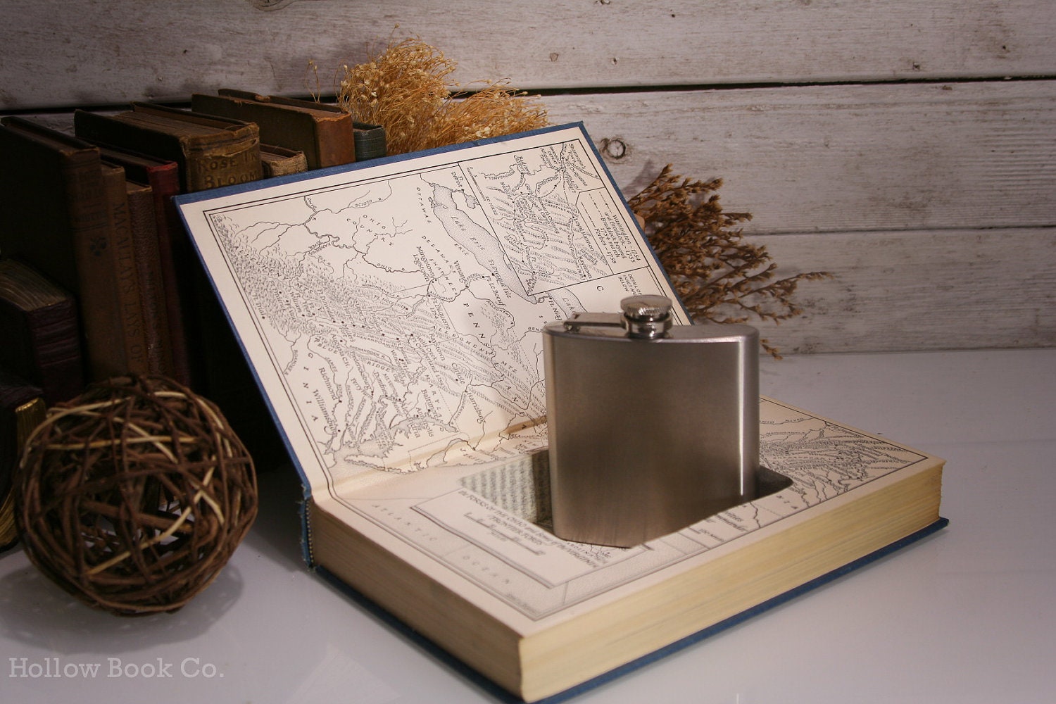 Hollow Book Safe & Whiskey Hip Flask - George Washington