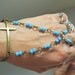 Beaded Cross Bracelet Ring, Slave Bracelet, Religious, Christian, Catholic Bracelet, baby blue, Blue Sky, Custom Sized, Cross