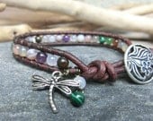 Handmade Leather Wrap Amulet Bracelet - Mothers and Babies - Maternity Support Gemstone Jewelry