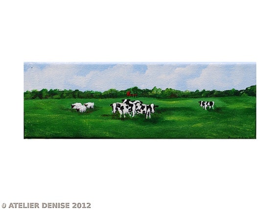 Pastoral Landscape Original Painting, Acrylic on Canvas