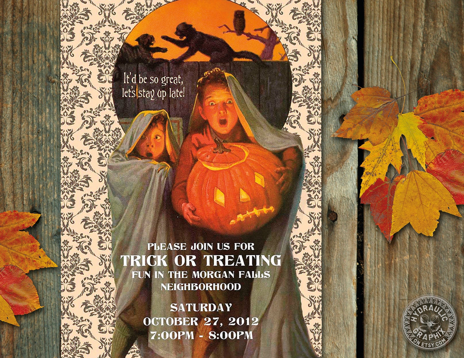 Trick or Treat Invitation to invite children and friends for neighborhood trick or treating for Halloween Il_570xn