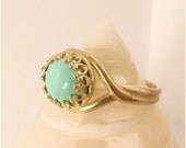 Turquoise gemstone and gold adjustable ring - Everyday jewelry