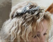 Bridal Headpiece Woodland Wedding Wreath SALE Bridesmaid Flower Girl Vintage Millinery Shabby Chic Silver Fairy Women Earth Handmade