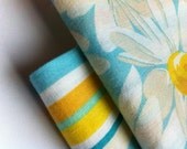 Lunchbox Napkins in Reversible Flowered and Striped Pattern--Set of 10