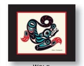 Matted 16X17 Print - Pacific Northwest Native American Wolf