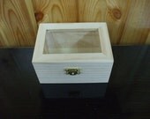 5.0X3.7X2.6 Inch Unfinished Hinged Wooden Box  with Glass for Crafting, Crafts or Storage.