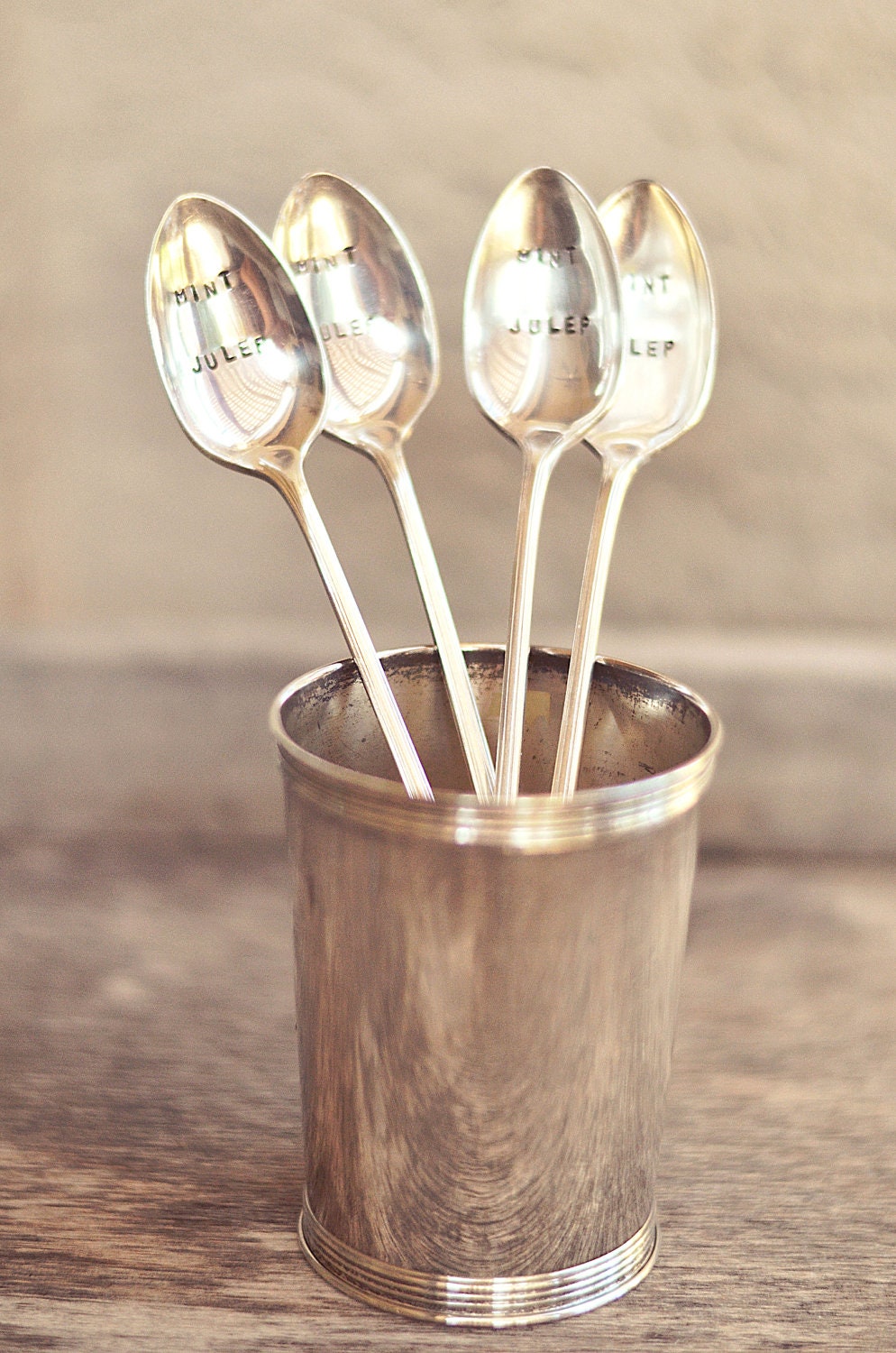 MINT JULEP - Upcycled Vintage Silverware Spoon hand stamped