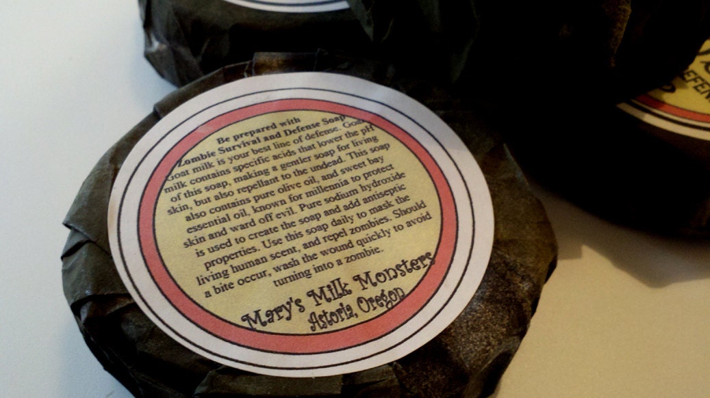 Zombie Survival Soap with Goat Milk, Free US Shipping