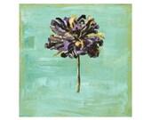 Flower Painting Original Oil Painting Still life 12x12 inch zinnia on blue