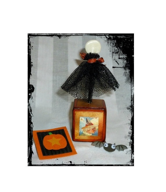 Folk Art Doll, Ghostly, Halloween Art Doll, Primitive Mixed Media Doll, Vintage Inspired, One of a Kind