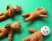 Metropolitan gingerbread men- custom christmas ornament, OOAK christmas gift, felt stuffed dolls, miniature toy