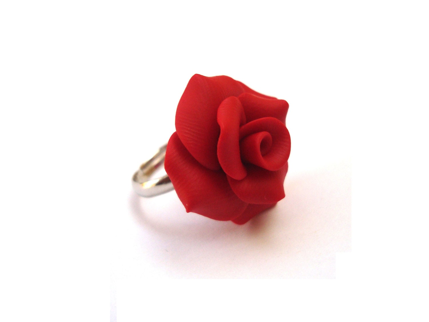Beautiful Red Rose Ring . Red Flower Ring. Red Jewelry. Flower Jewelry. Adjustable Size