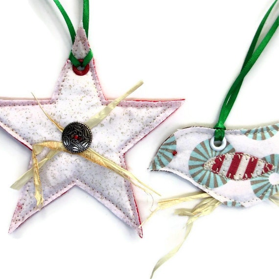 Christmas Gift Tags, Fabric Gift Tags, Rustic Ornaments