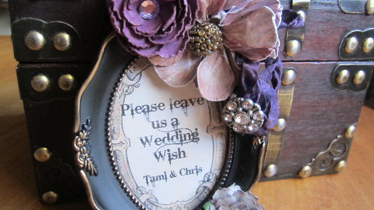 Reserved for K Only Wedding Wish Box Vintage Style Guest book alternative 60 Wish Cards and Sign in Frame