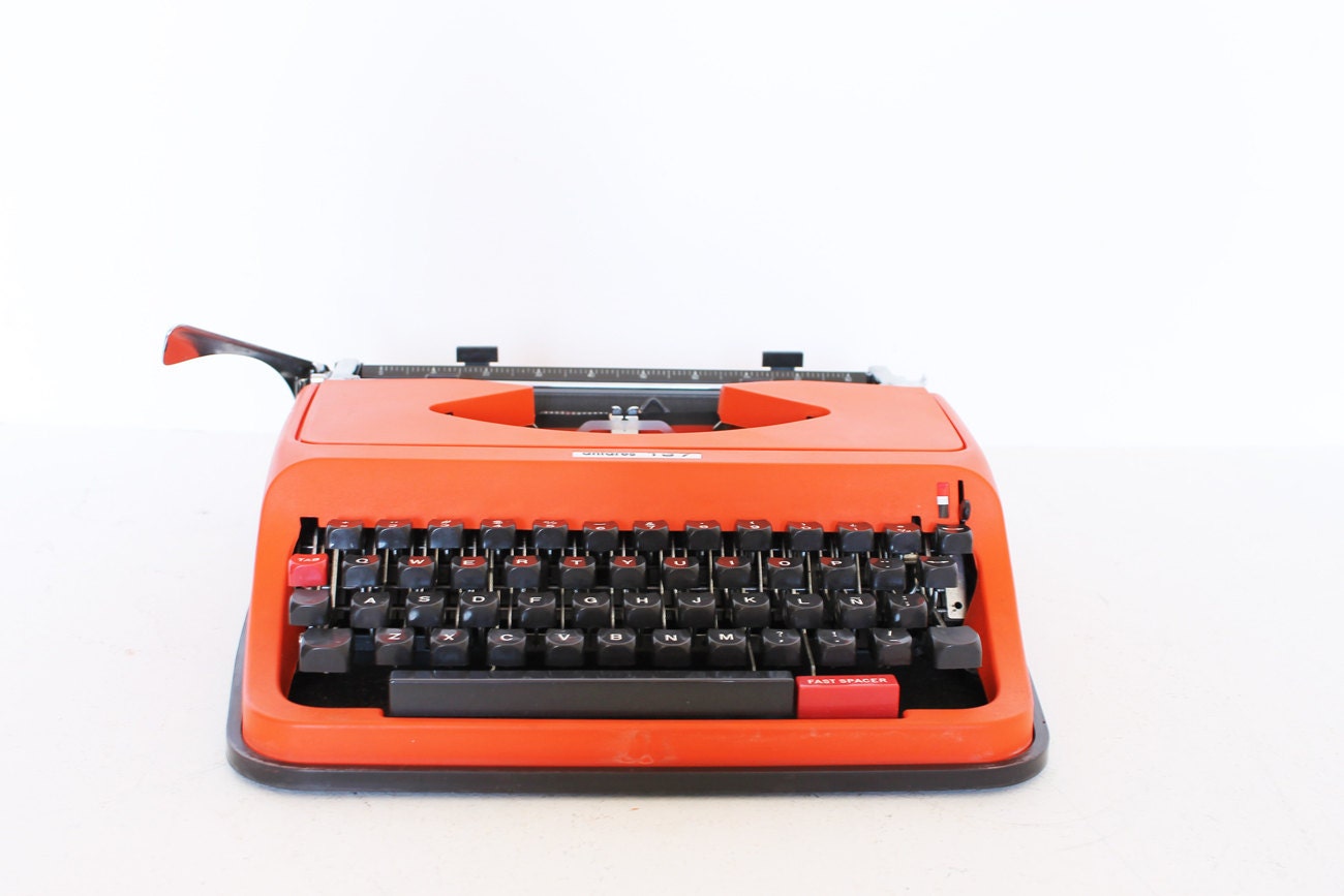 Vintage manual orange Antares Typewriter etsy black friday cyber monday