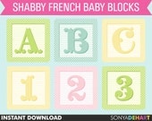 50% Off SALE Digital Alphabet Shabby French Baby Blocks Letter Alphabet Clip Art Instant Download Il_170x135