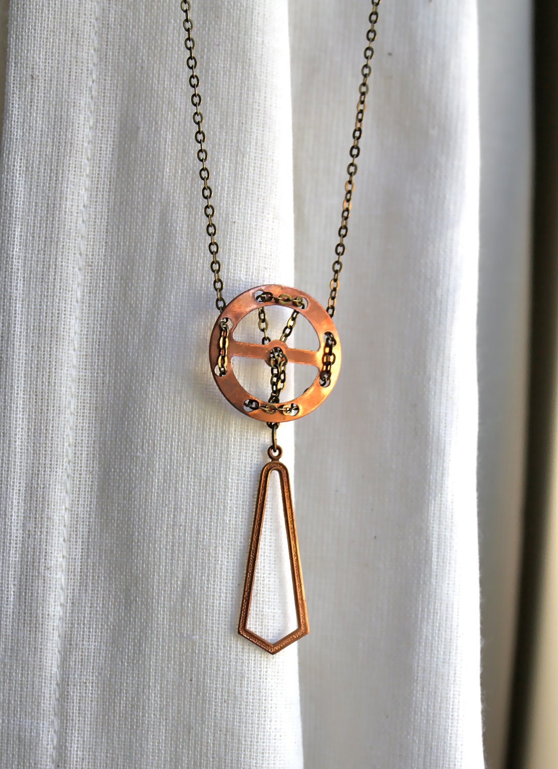 Wheel Chevron Drop Pendant - CRUCIBLE CROW ooak