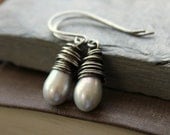 Droplet--Silver gray freshwater pearl earrings wire wrapped sterling silver pearl drop Wedding Bridal