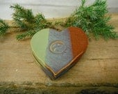 Trinket Dish or Ring Catcher -  One Heart Shaped - Brick Red and Jade Green