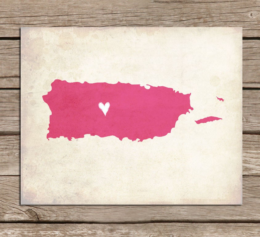 Puerto Rico Love Country Customizable Art Print