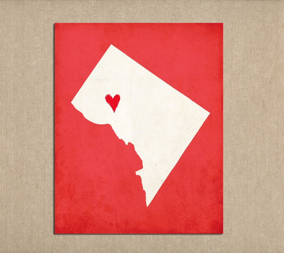 Washington DC State Art Silhouette Map Personalized Print