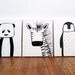 Set of three - Modern Kids and Nursery Art Original Paintings 16" x 20" on 3/4" depth canvas - Custom (Your choice of 3 animals/colours)