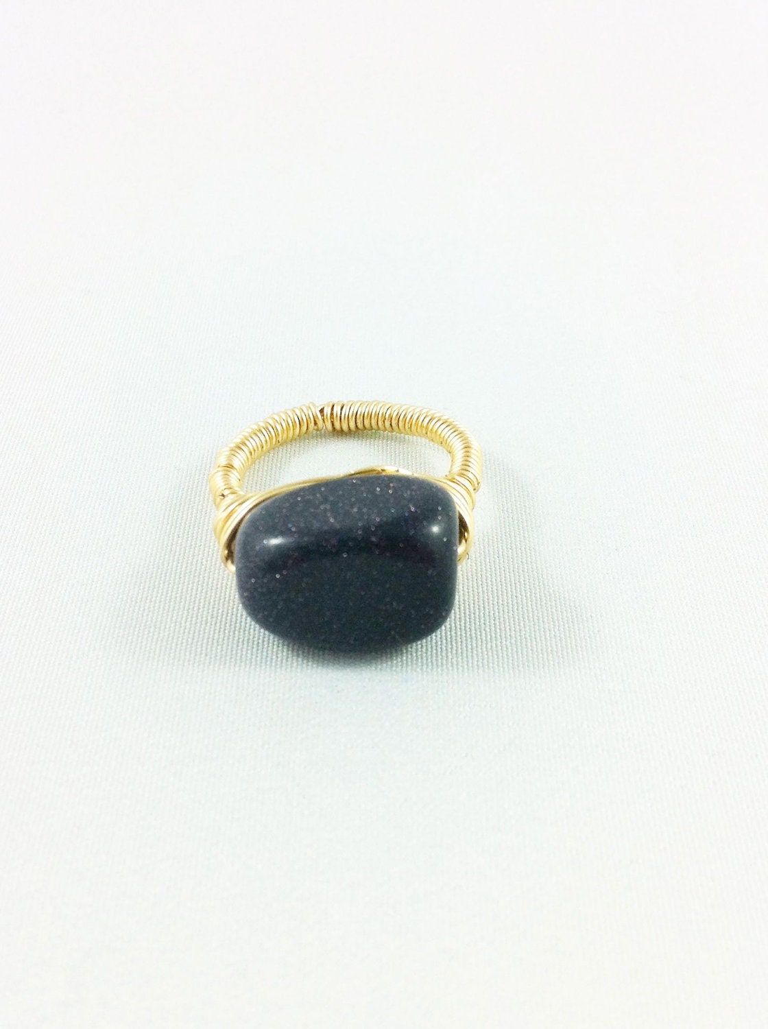 Black Goldstone Cocktail Ring
