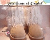 WINTER Sheepskin Cuff Wool Boots with bling bling shinning and elegant CRYSTAL