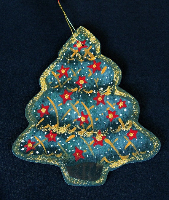MINI CHRISTMAS TREE, a hand painted ornament