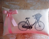 Bicycle Pillow, French Country Home, Shabby Chic, Cottage Decor, Home Decor, Decorative Pillow, Housewares