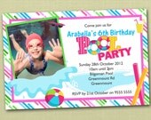 Photo Personalised Pool Party Birthday Invitations - You Print Il_170x135