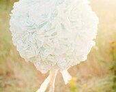 Ruffled Hanging Lantern - Hand Dyed Sky Blue - Parchment