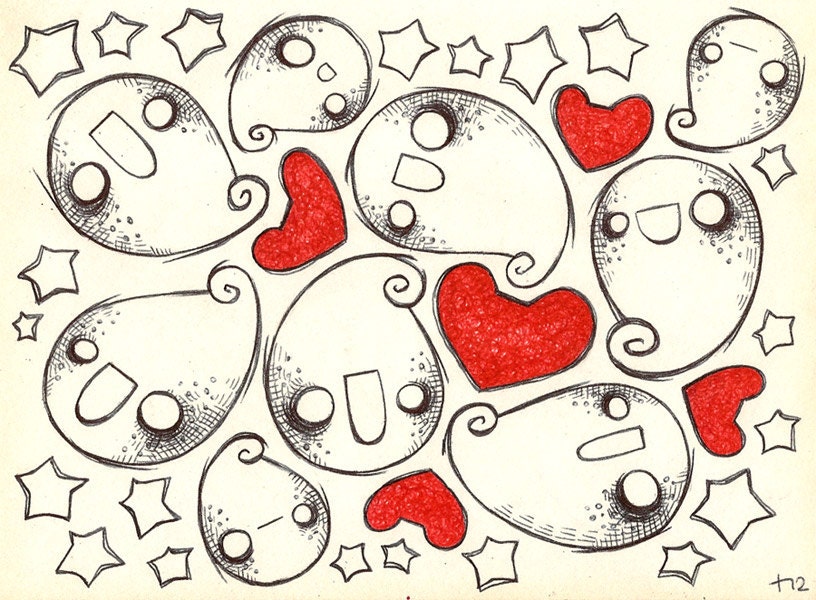 FIVE HEARTS - Original illustration