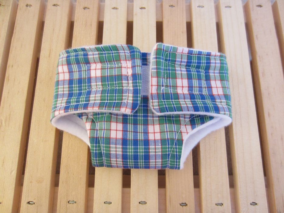 Small Doll Diaper - Plaid - Size Small