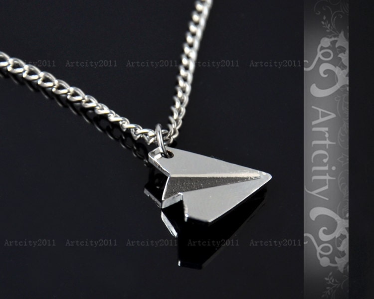 Paper Airplane Necklace . Silver Paper Airplane Necklace . Harry Styles Airplane Necklace . Silver Airplane . Unisex Gift for Teen Teenager